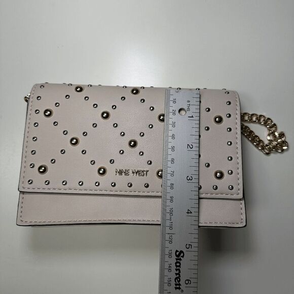 NINE WEST Studded Wallet Clutch Chain Strap Beige Small Purse - Picture 6 of 7